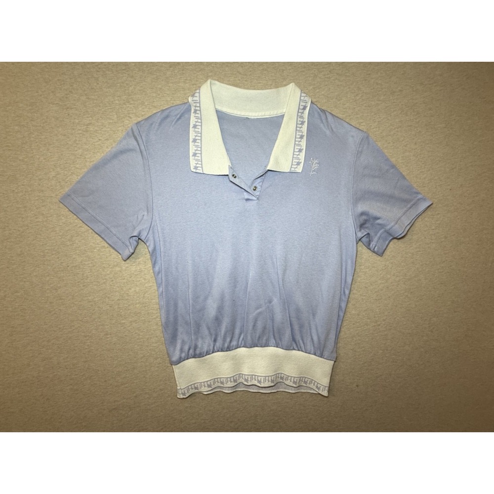 Vintage. 80's Mom‎ shirt. Blue & White. with collar